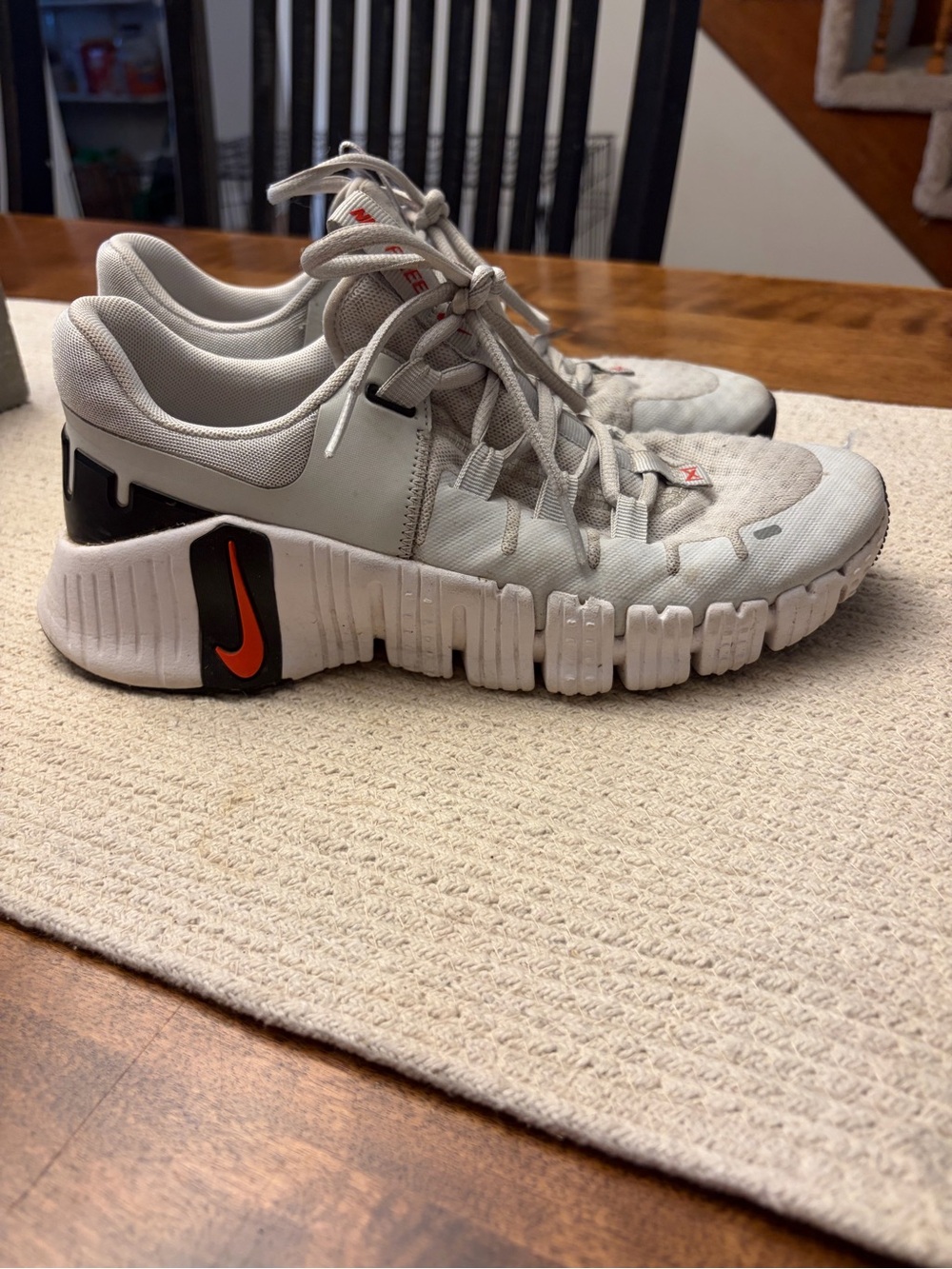 Nike Light Gray and Orange Flex Training Sneakers